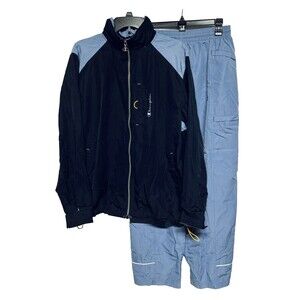 Vintage Champion Full Track Suit Jacket / Pants w Roll Hood & Reflectors Macau M
